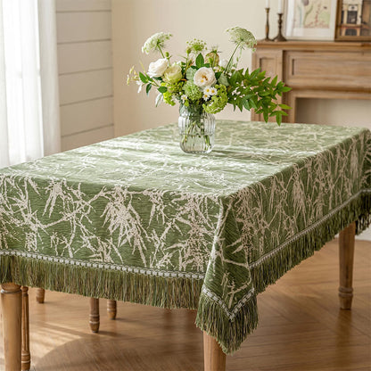 Vintage Bamboo Jacquard Tassel Tablecloth - image 1