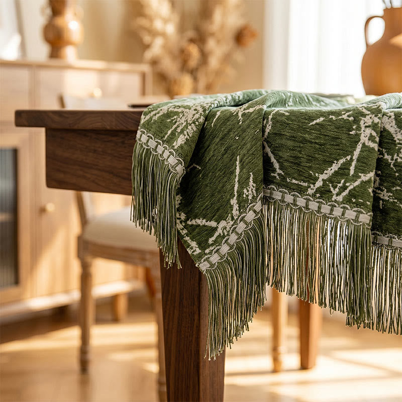 Vintage Bamboo Jacquard Tassel Tablecloth - image 2