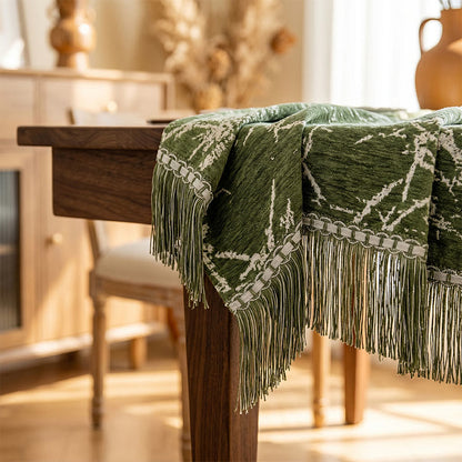 Vintage Bamboo Jacquard Tassel Tablecloth - image 2