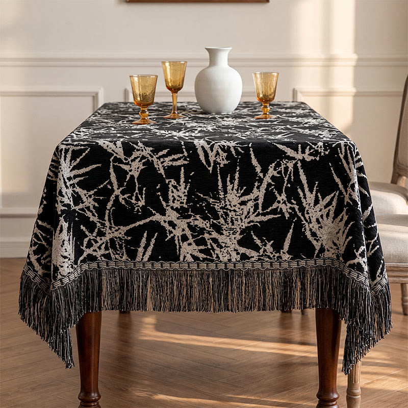 Vintage Bamboo Jacquard Tassel Tablecloth - image 4