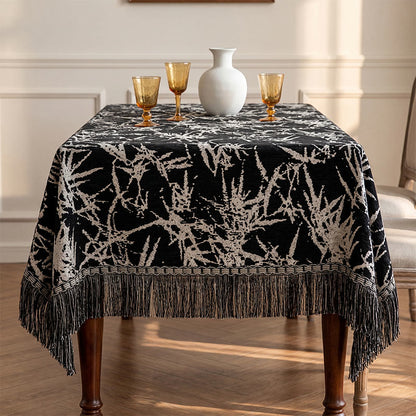 Vintage Bamboo Jacquard Tassel Tablecloth - image 4