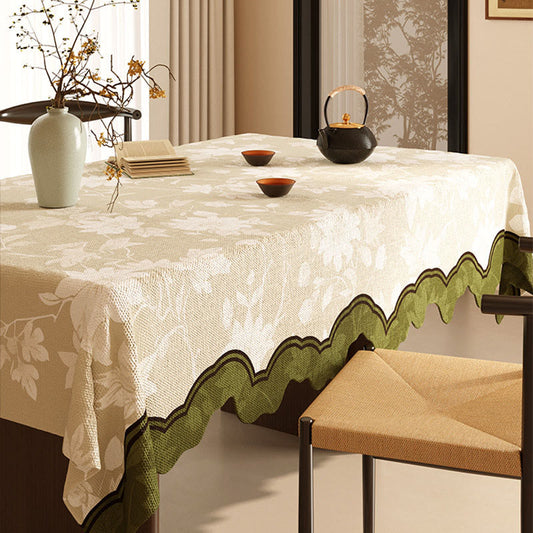 Elegant Floral Branch Cotton Linen Tablecloth - 55" x 87" - Rectangle - image 0