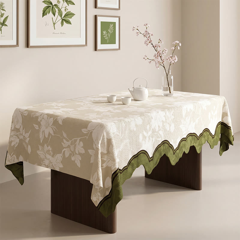 Elegant Floral Branch Cotton Linen Tablecloth - image 1