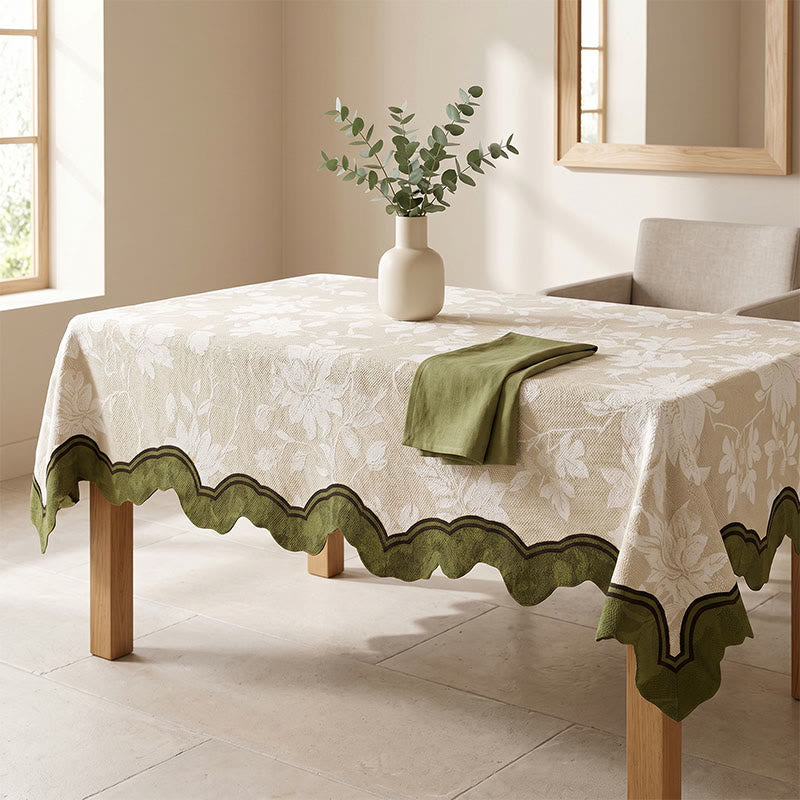 Elegant Floral Branch Cotton Linen Tablecloth - image 2