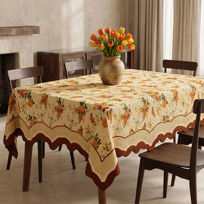 Vintage Monthly Rose Cotton Linen Tablecloth - image 1