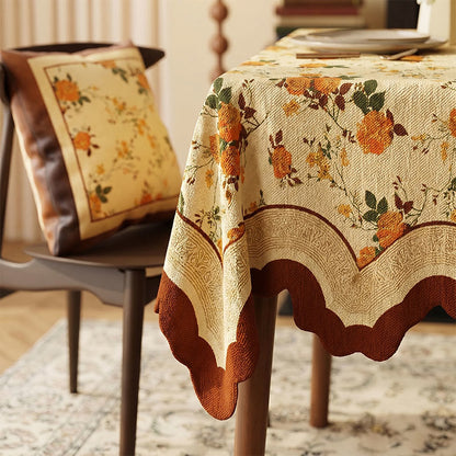 Vintage Monthly Rose Cotton Linen Tablecloth - image 2