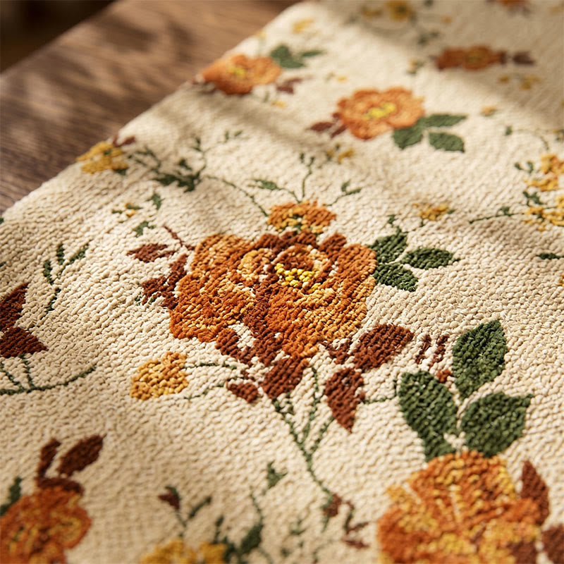 Vintage Monthly Rose Cotton Linen Tablecloth - image 3