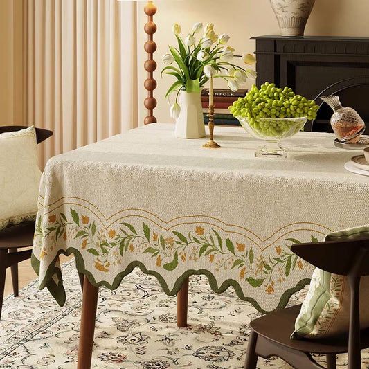 Vintage Garden Floral Cotton Linen Tablecloth - 55" x 87" - Rectangle - image 0