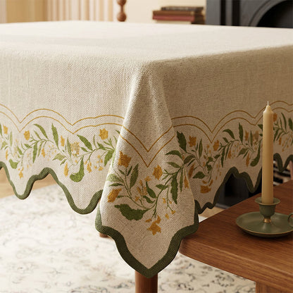 Vintage Garden Floral Cotton Linen Tablecloth - image 2
