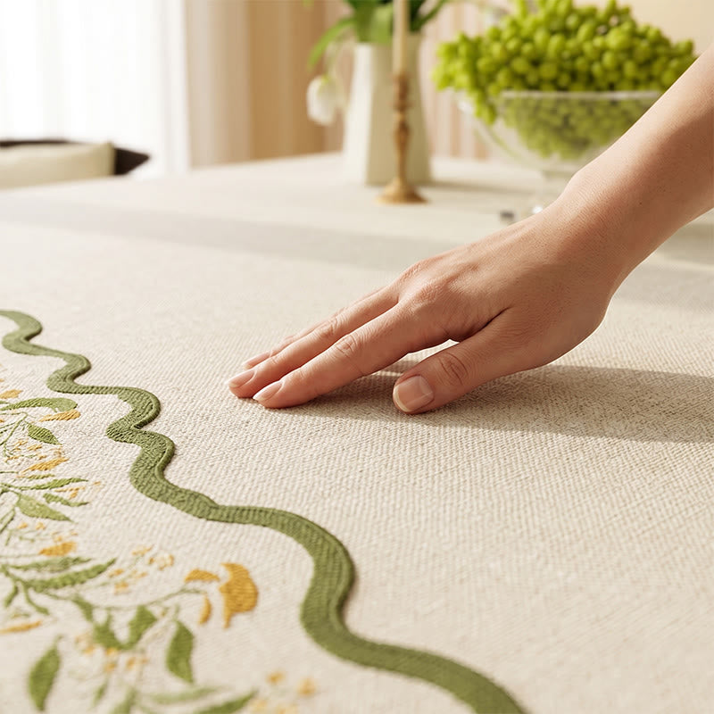 Vintage Garden Floral Cotton Linen Tablecloth - image 3