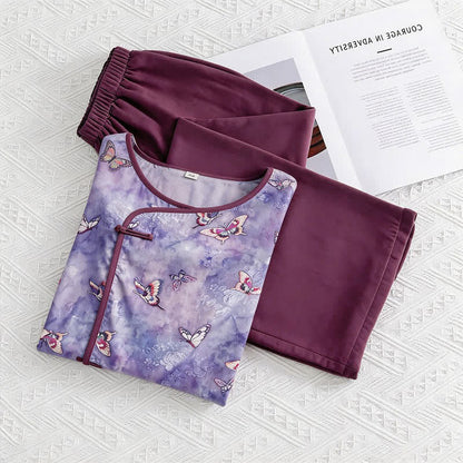 Ownkoti Purple Butterfly Eastern-Inspired Loungewear Set - Purple - M - image 0