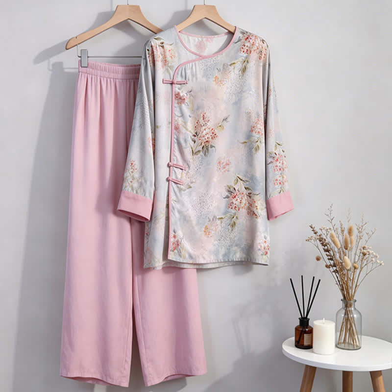 Ownkoti Pink Floral Eastern-Inspired Loungewear Set - image 5