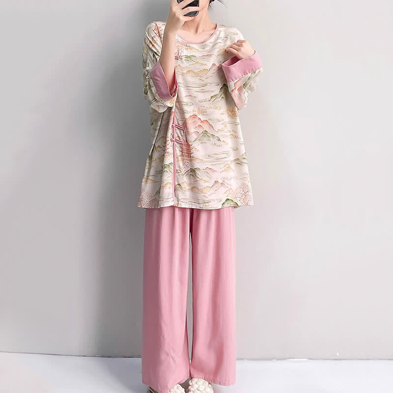 Ownkoti Oriental Landscape Eastern-Inspired Loungewear Set - image 2