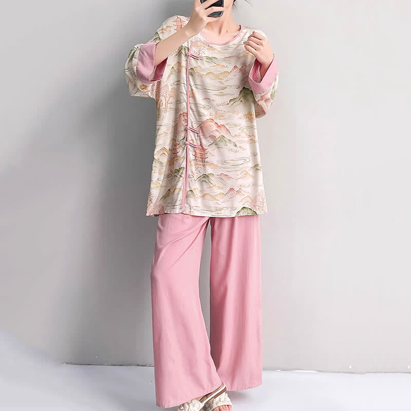 Ownkoti Oriental Landscape Eastern-Inspired Loungewear Set - image 3