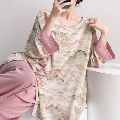Ownkoti Oriental Landscape Eastern-Inspired Loungewear Set - image 1