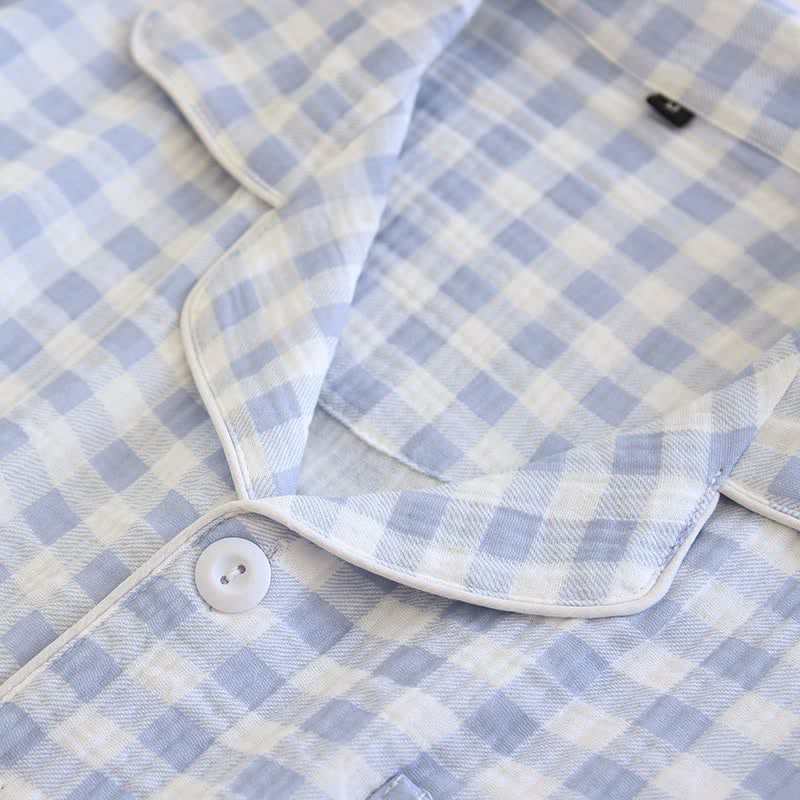 Matching Couples Plaid Cotton Gauze Pajamas - image 10