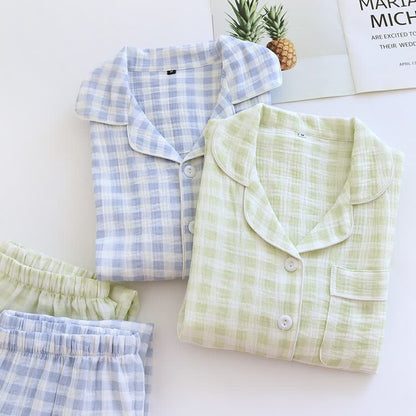 Matching Couples Plaid Cotton Gauze Pajamas - image 0
