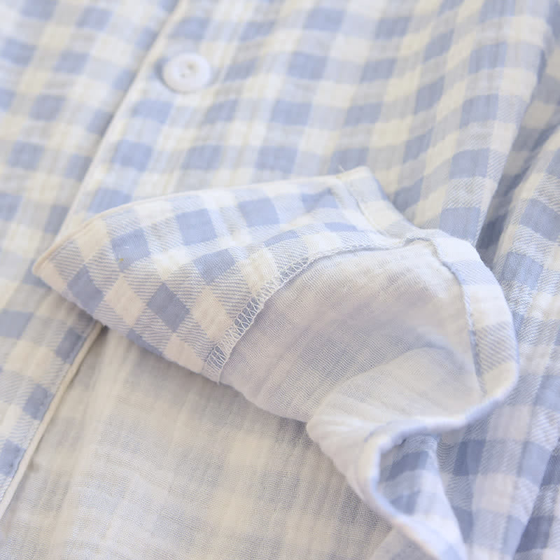 Matching Couples Plaid Cotton Gauze Pajamas - image 14