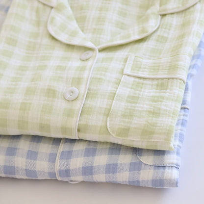 Matching Couples Plaid Cotton Gauze Pajamas - image 3