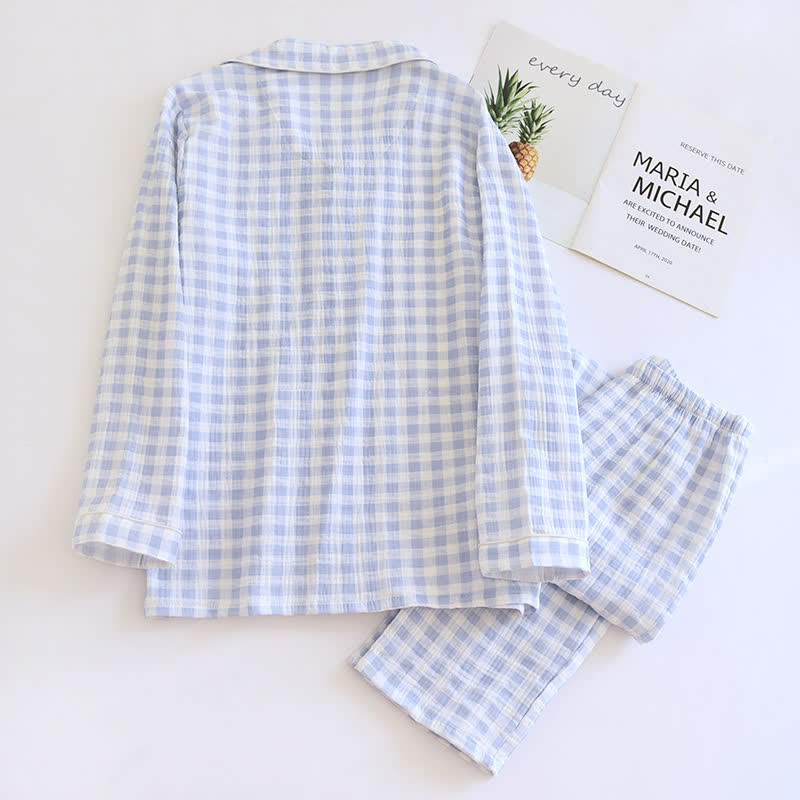 Matching Couples Plaid Cotton Gauze Pajamas - image 7