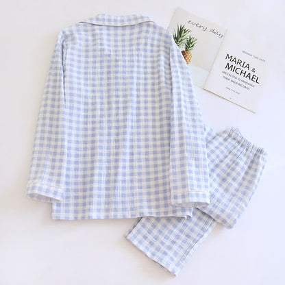 Matching Couples Plaid Cotton Gauze Pajamas - image 7