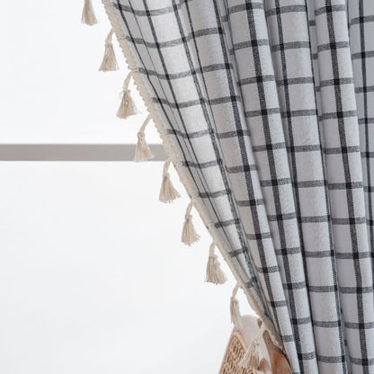 Minimalist Black White Grid Check Curtain - image 7