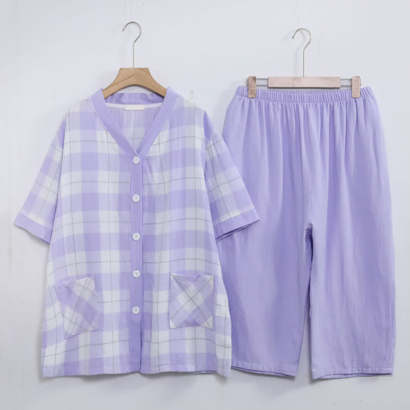 Plaid Cotton Gauze Button-Front Pajama Set - image 15