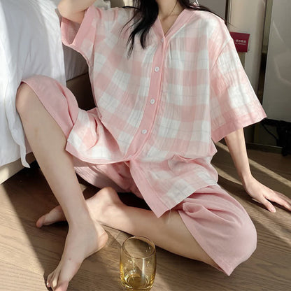 Plaid Cotton Gauze Button-Front Pajama Set - image 4