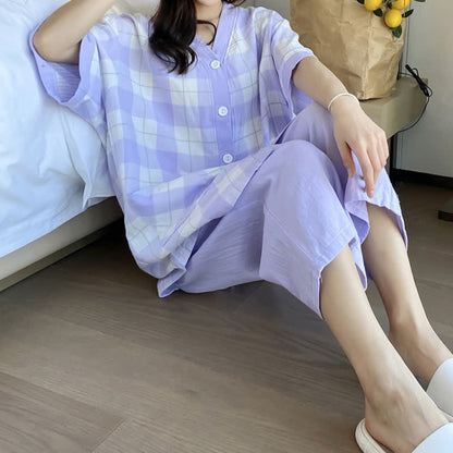 Plaid Cotton Gauze Button-Front Pajama Set - image 10