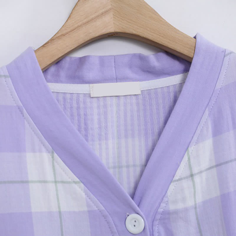 Plaid Cotton Gauze Button-Front Pajama Set - image 16