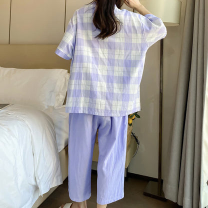 Plaid Cotton Gauze Button-Front Pajama Set - image 14