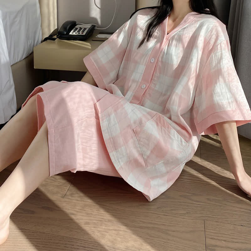 Plaid Cotton Gauze Button-Front Pajama Set - image 3