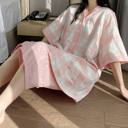 Plaid Cotton Gauze Button-Front Pajama Set - image 3