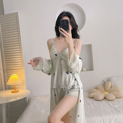Butterfly Silky Lace Trim Cami Pajama Set - image 12