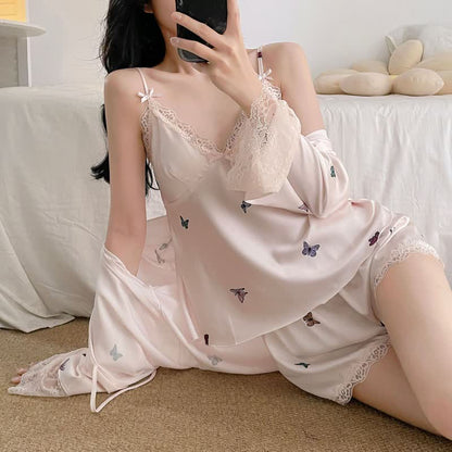 Butterfly Silky Lace Trim Cami Pajama Set - image 7