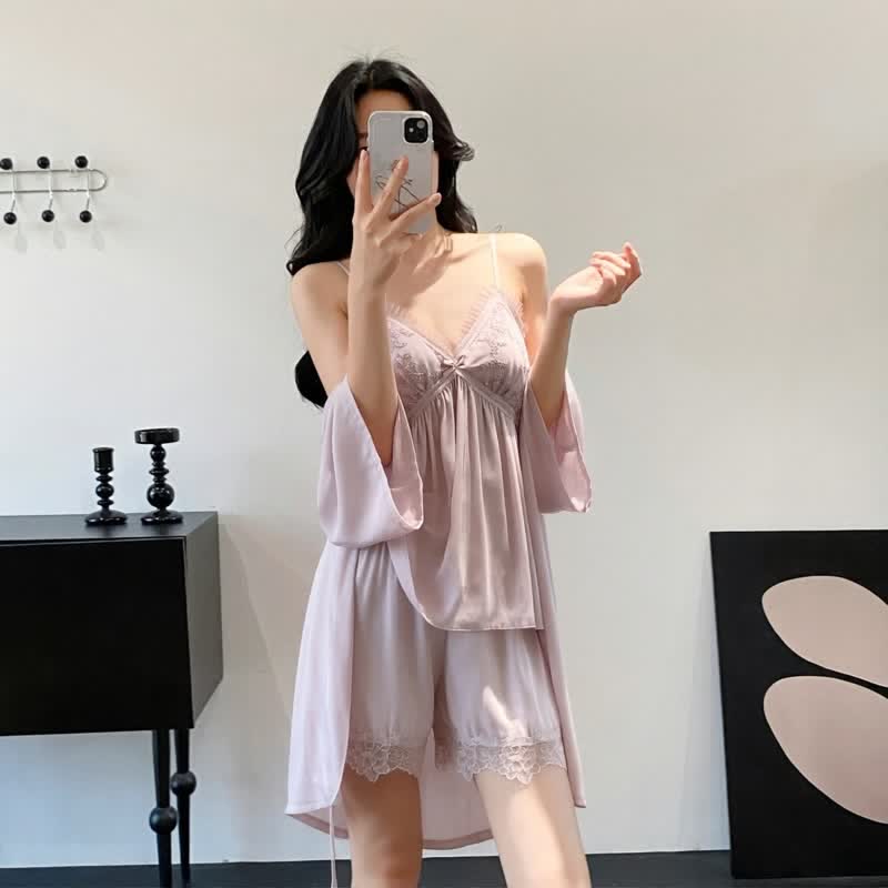 Elegant Lace Trim Loungewear Set - image 18