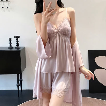 Elegant Lace Trim Loungewear Set - image 17
