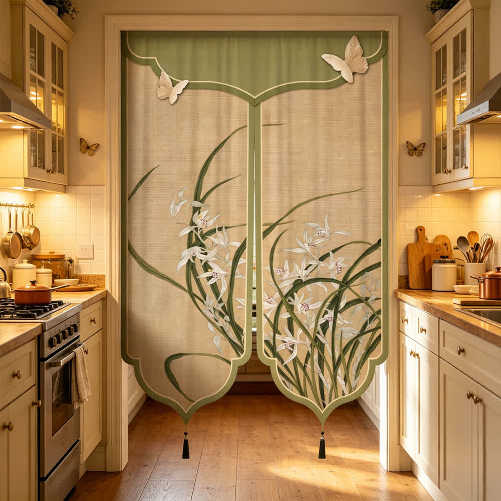 Ownkoti Oriental Orchid Aesthetic Door Curtain - image 2