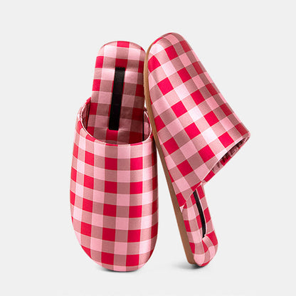 Breathable Satin-Touch Plaid House Shoes - image 8