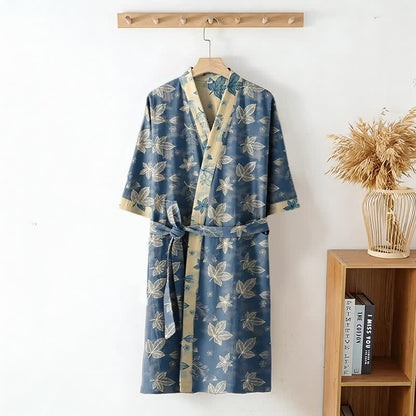 Unisex Maple Leaf Cotton Kimono Robe - image 2