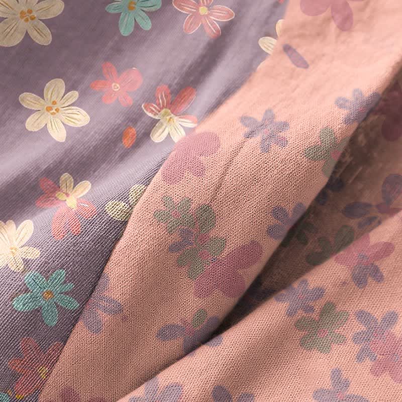 Purple Floral Cotton Gauze Kimono Robe - image 5