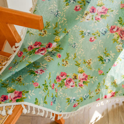 Rustic Green Rose Curtain with Tassel - image 8