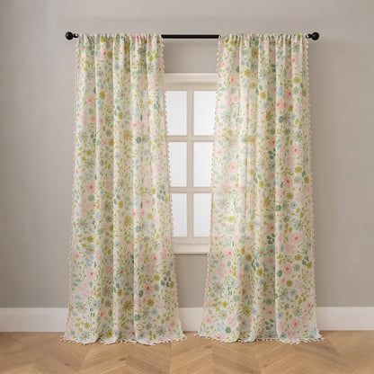 Daisy & Leaf Print Curtain With Tassel - image 2