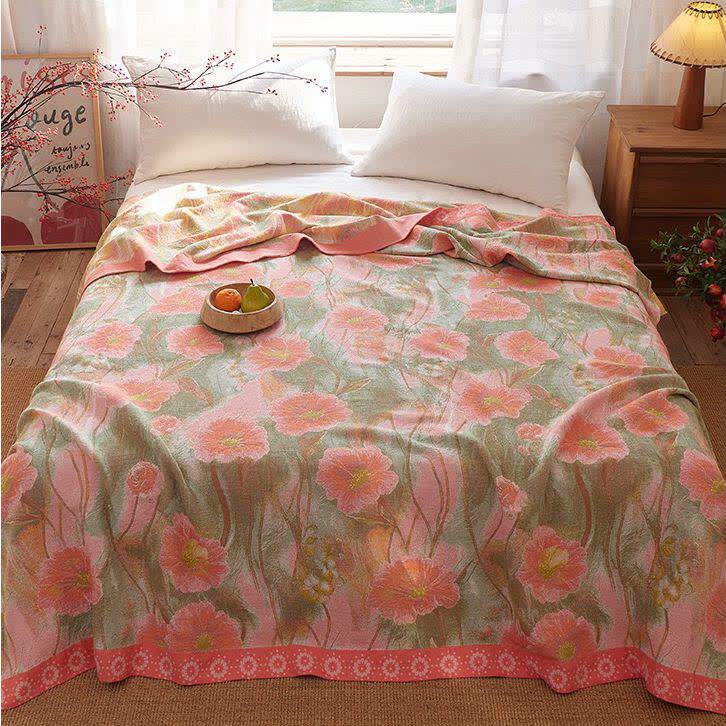 Watercolor Poppy Cotton Gauze Blanket - 86"W x 94"L - image 0