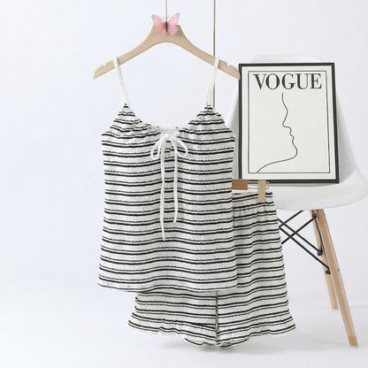 Bow Front Stripe Cami & Shorts Pajama Set - Black - 2XL - image 7