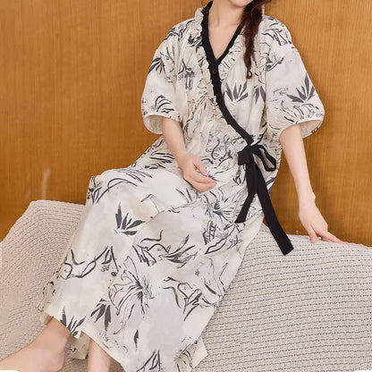Artistic Pattern Ruffled Side-tie Nightgown - image 5