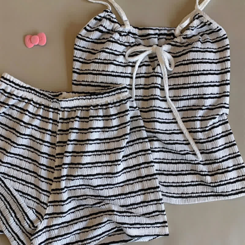 Bow Front Stripe Cami & Shorts Pajama Set - image 11