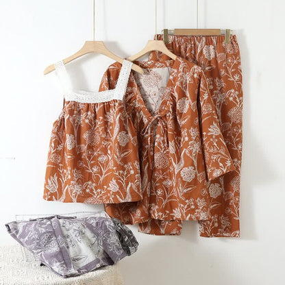 Floral Pure Cotton 3-Piece Pajama Set - image 3