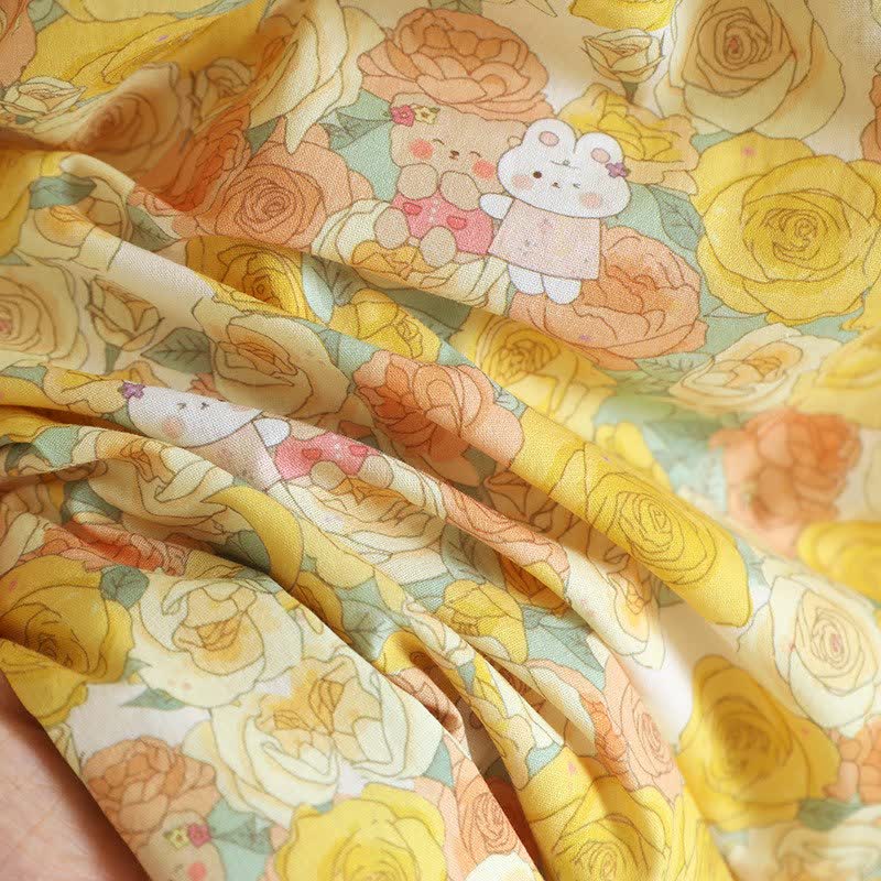 Yellow Floral Lace Trim Cotton Nightgown - image 11