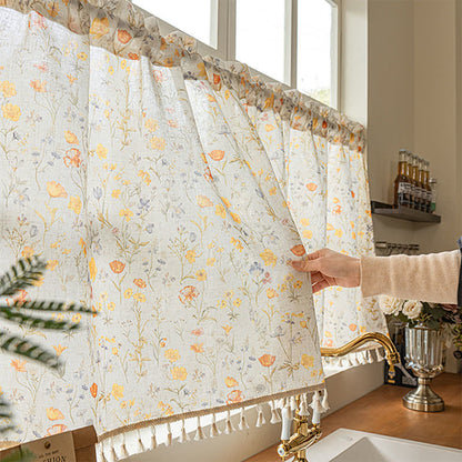 Floral Semi-Sheer Kitchen Half Curtain - 52"W x 96"L - image 0